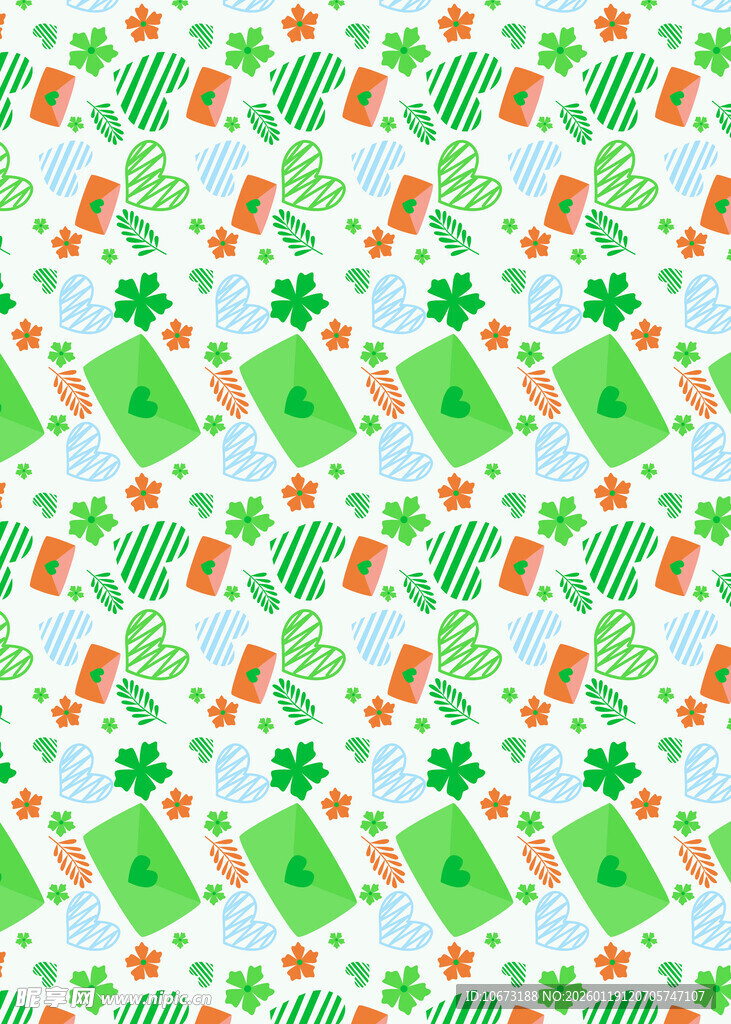 幸运四叶草与钱币图案背景