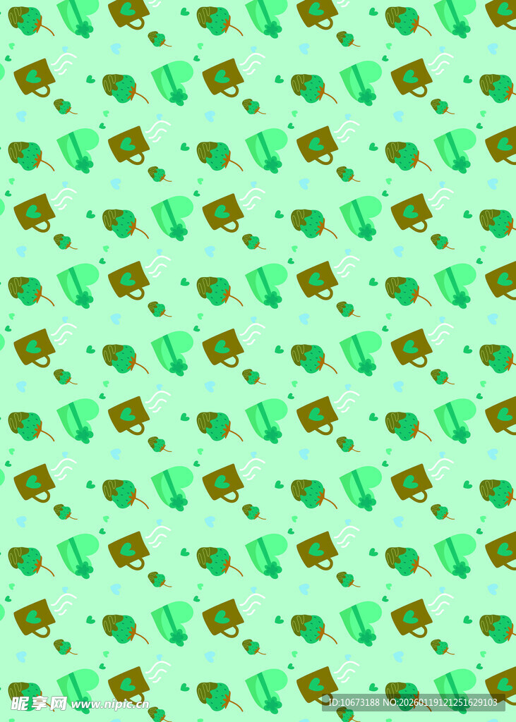 绿色卡通图案背景纹理