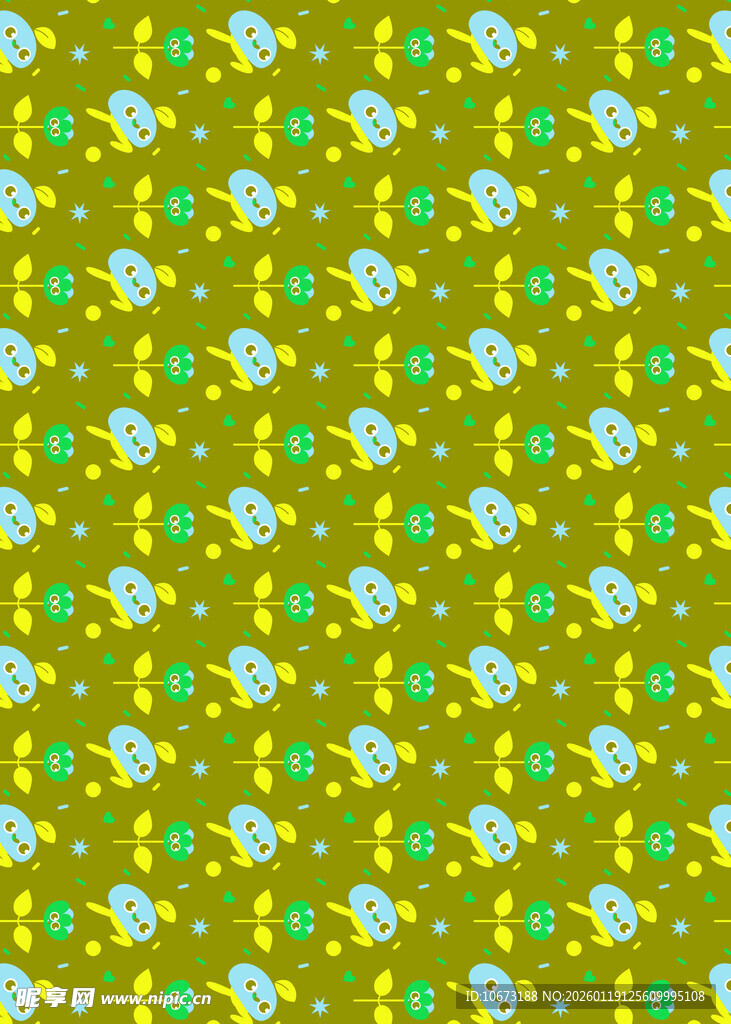 黄绿花卉图案背景纹理
