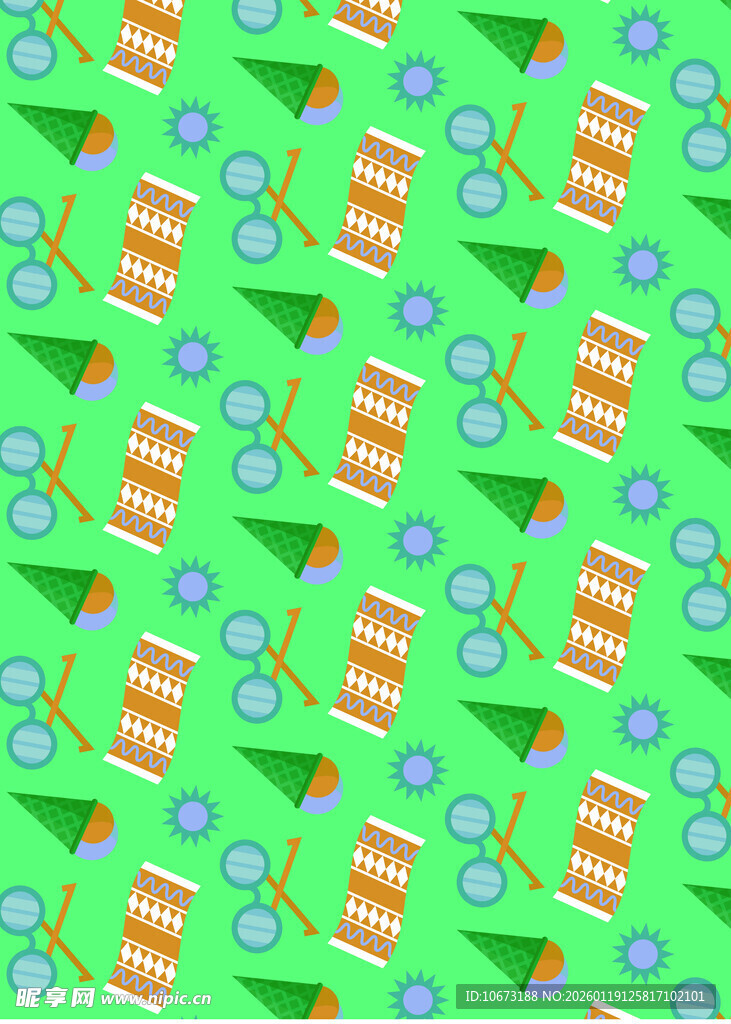 绿色背景鸡尾酒图案设计