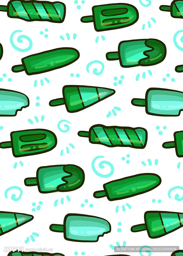 手绘风冰淇淋图案背景