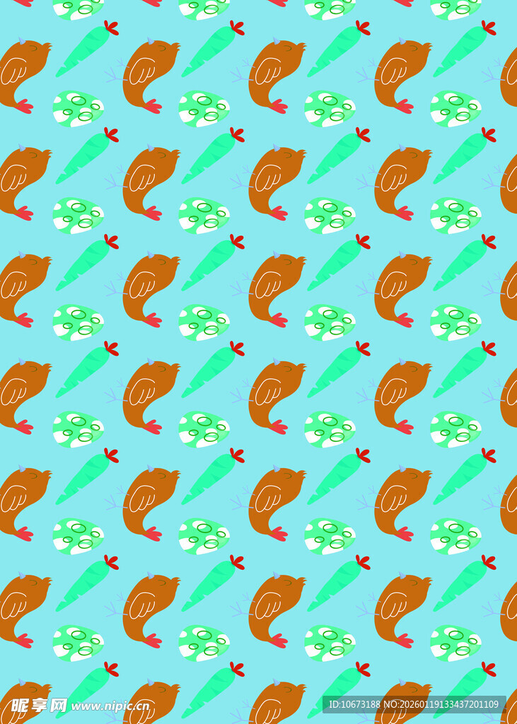 蓝底橙鱼图案背景