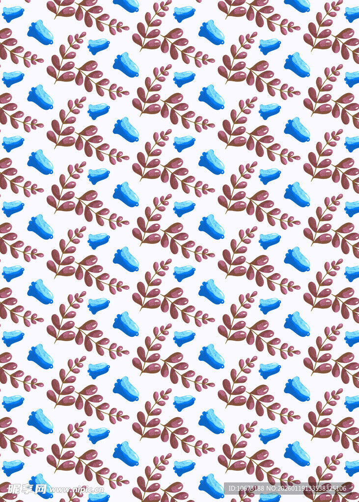 蓝棕花卉图案无缝背景