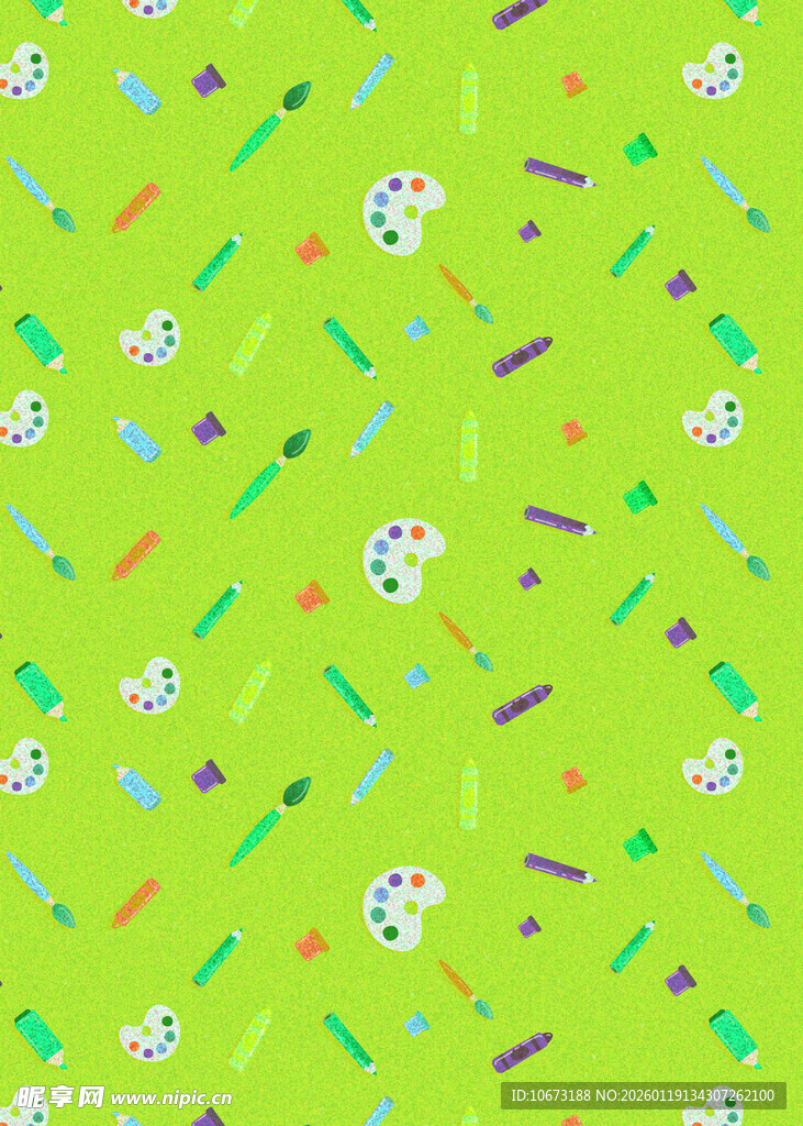 绿色卡通元素无缝图案