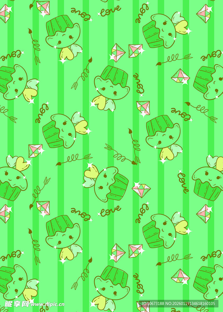 绿色青蛙花卉图案背景