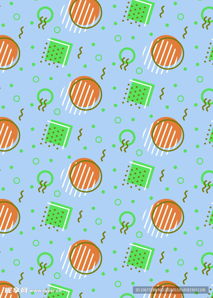 卡通风格球与方块图案背景