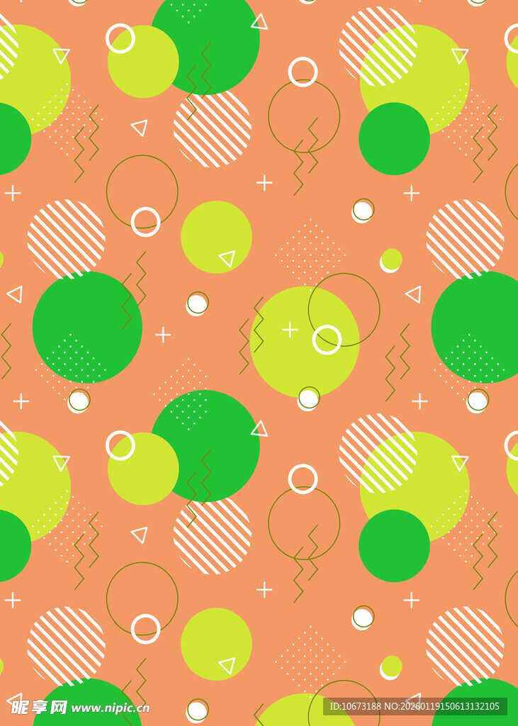 橙色底多彩圆点图案背景