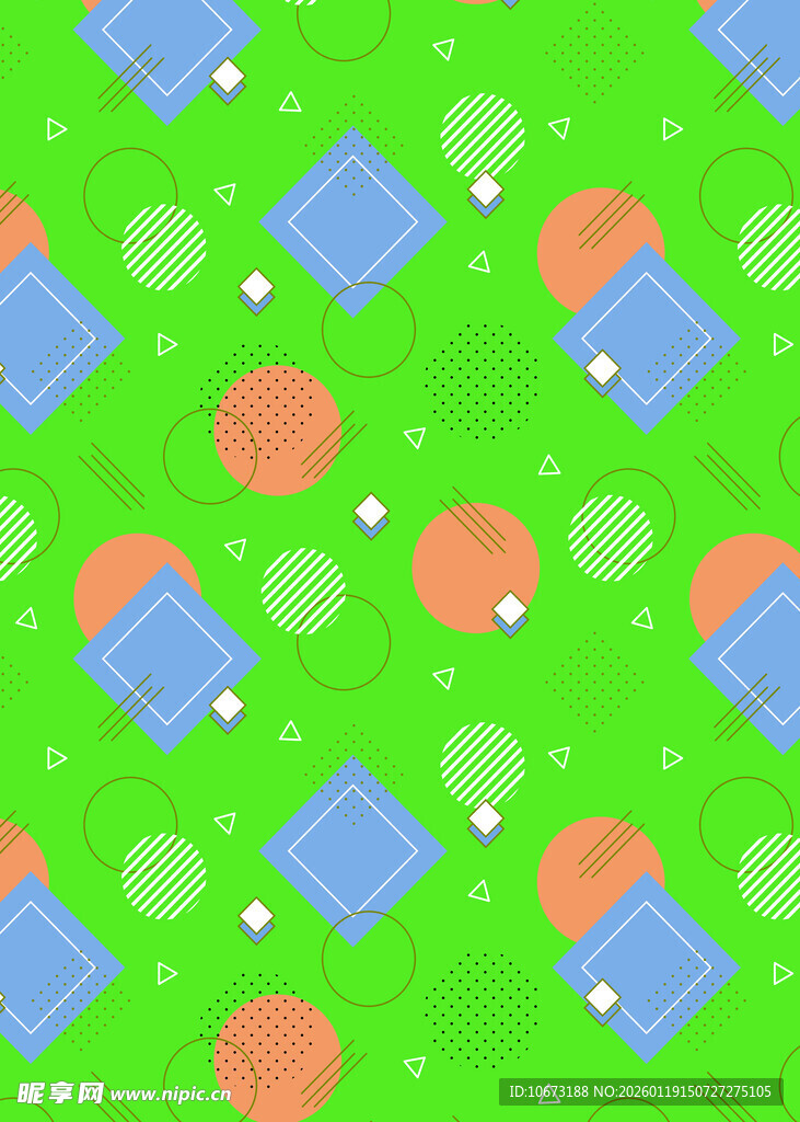 绿色背景多彩几何图案