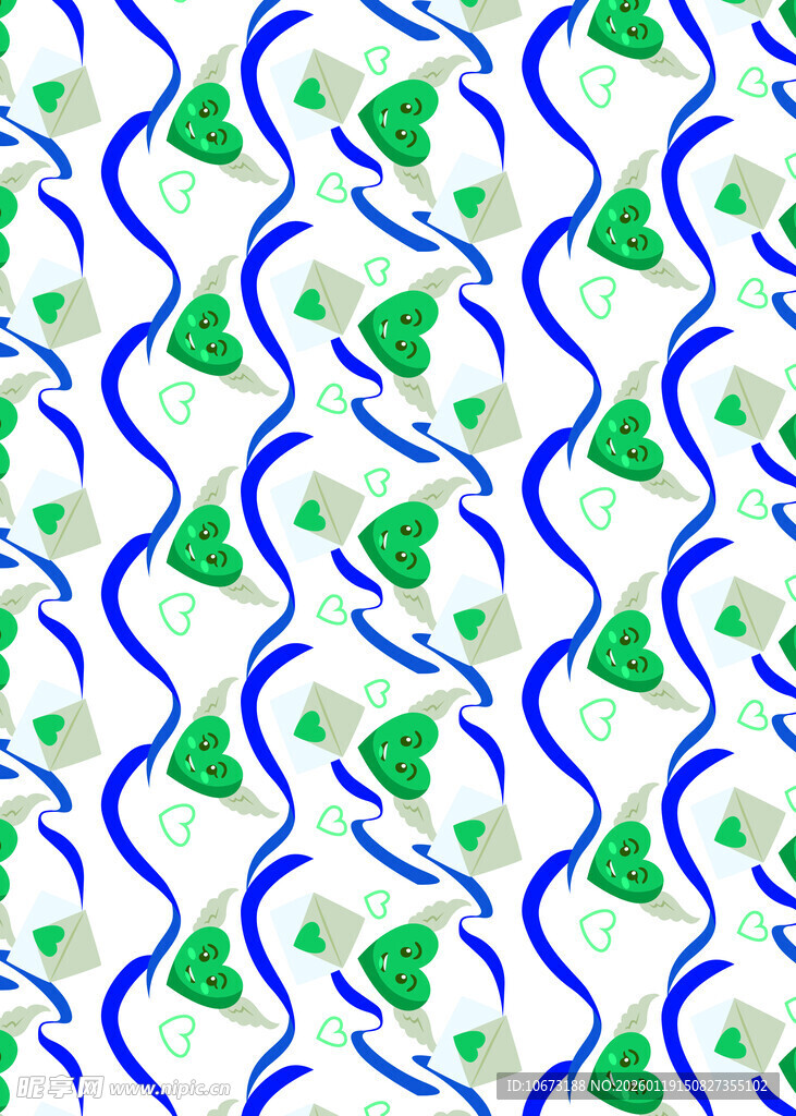 蓝绿波浪花纹图案设计