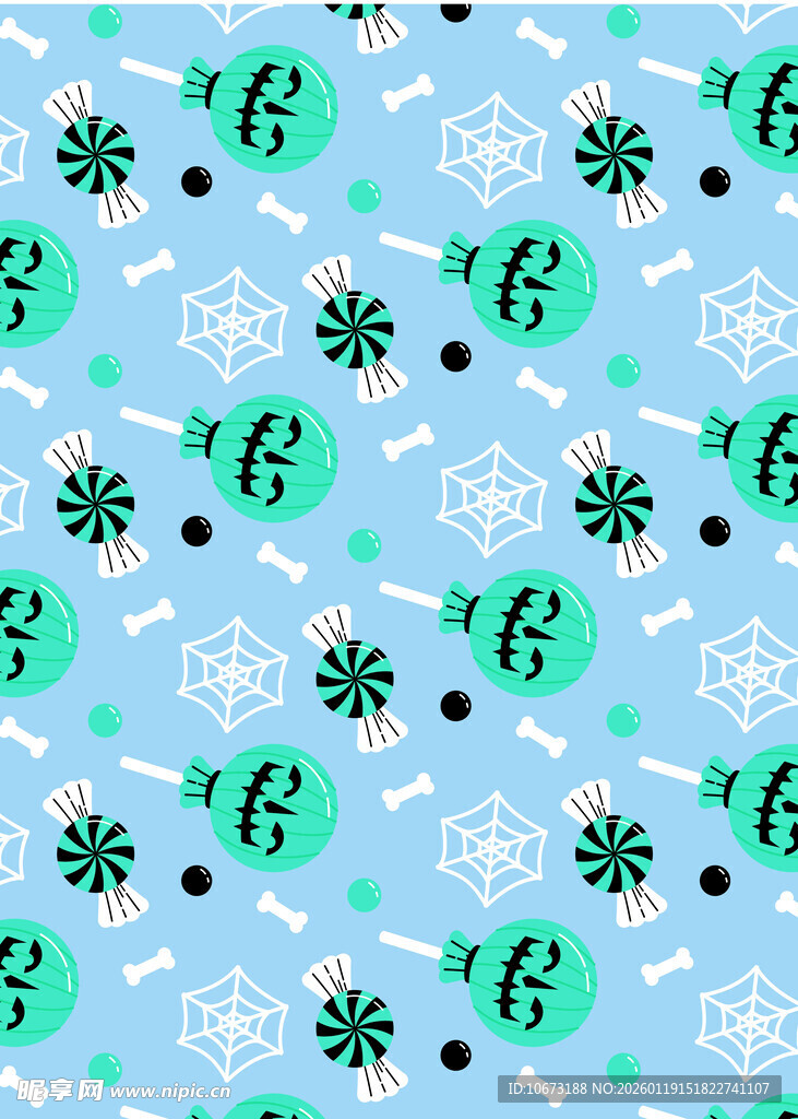 蓝底绿元素几何图案背景