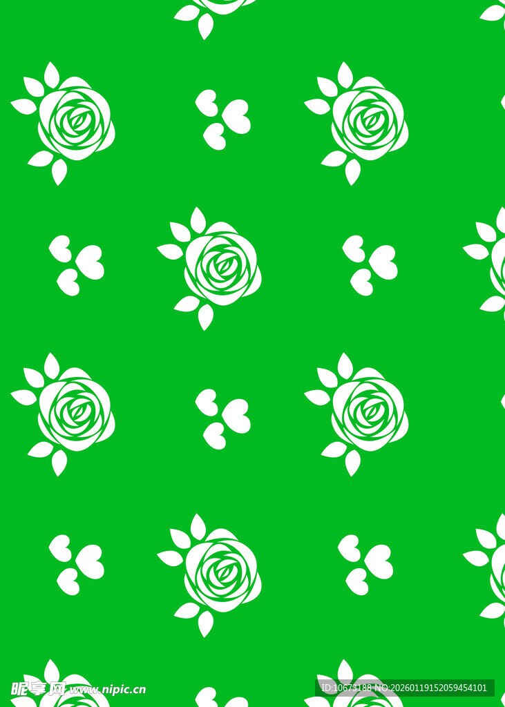 绿色底白色玫瑰图案纹理