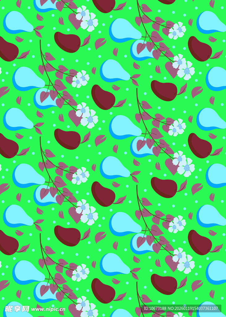 绿色水果花卉图案背景