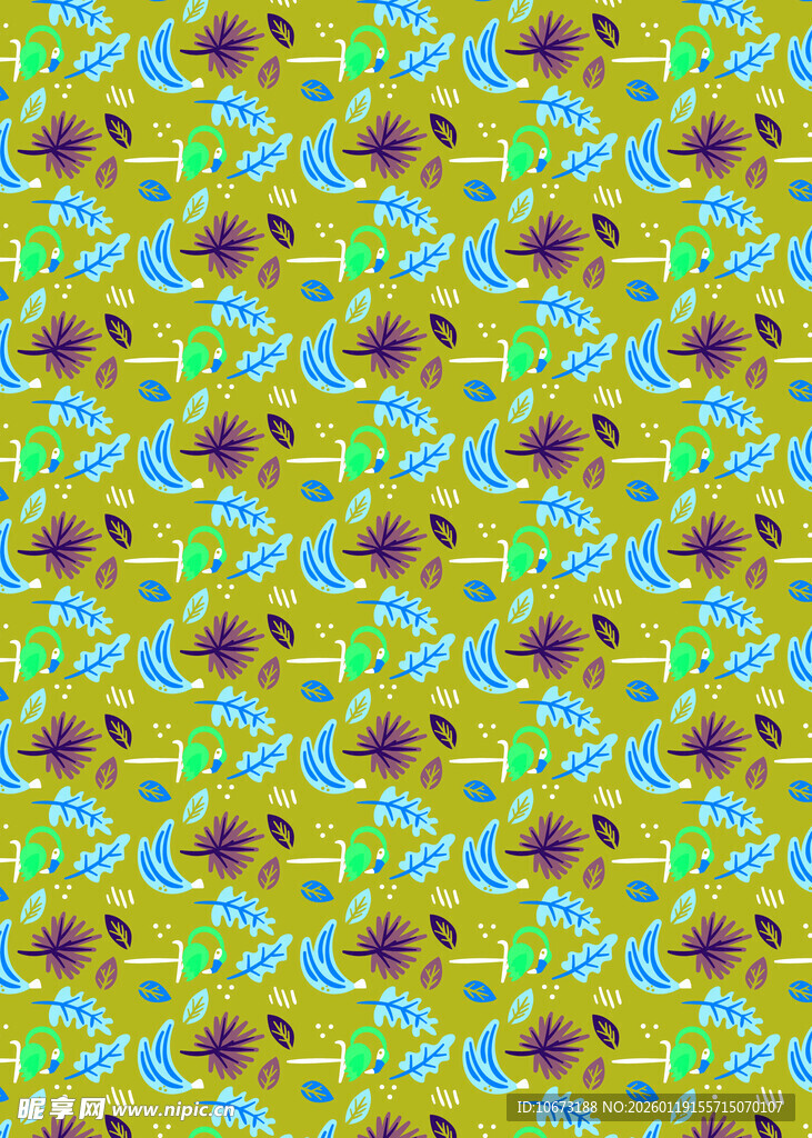 黄绿花卉图案背景纹理