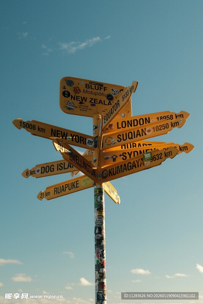 多方向路牌指向广阔天空