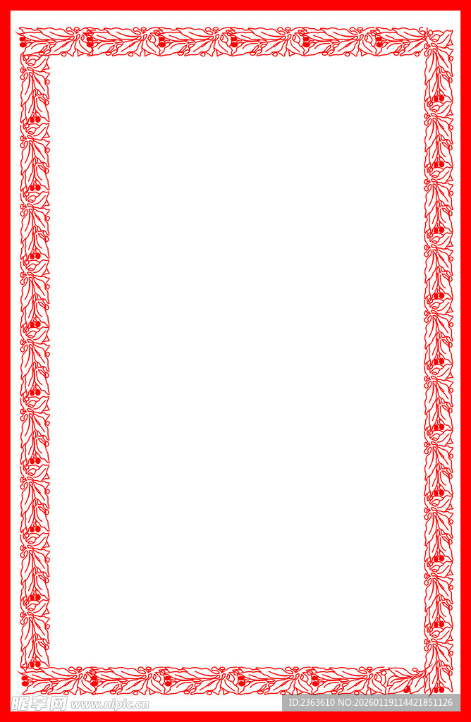红色花纹边框空白背景图