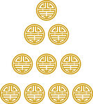 金色福字铜钱造型图案