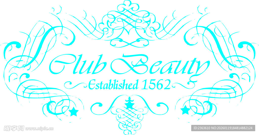 优雅蓝色花卉美容标志设计