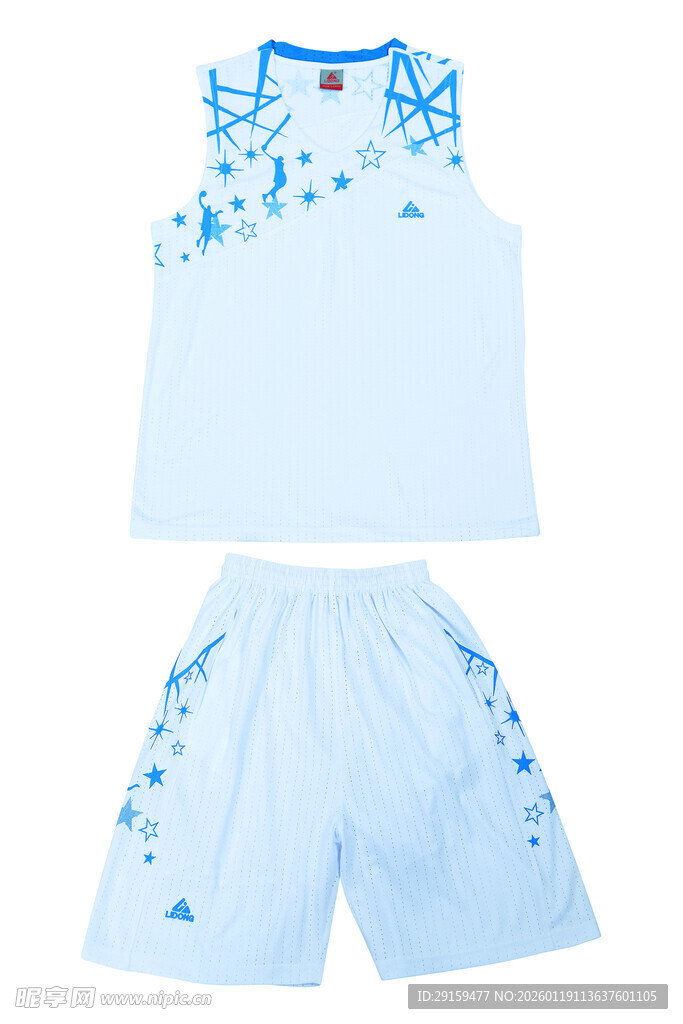 浅蓝色印花运动套装