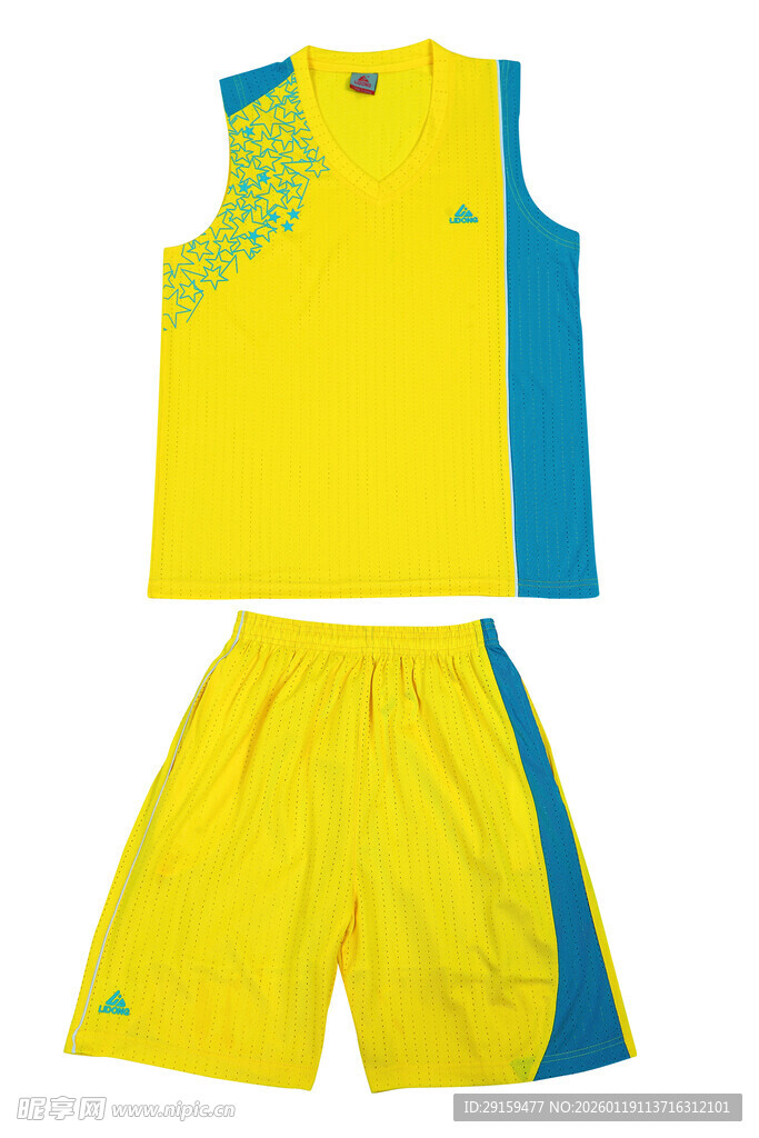 黄色运动背心短裤套装