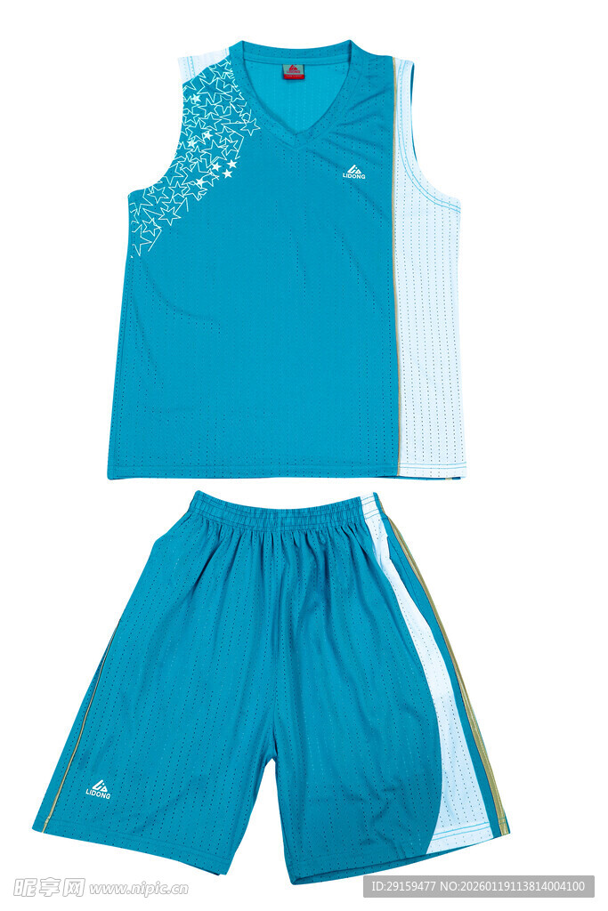 蓝色运动背心短裤套装