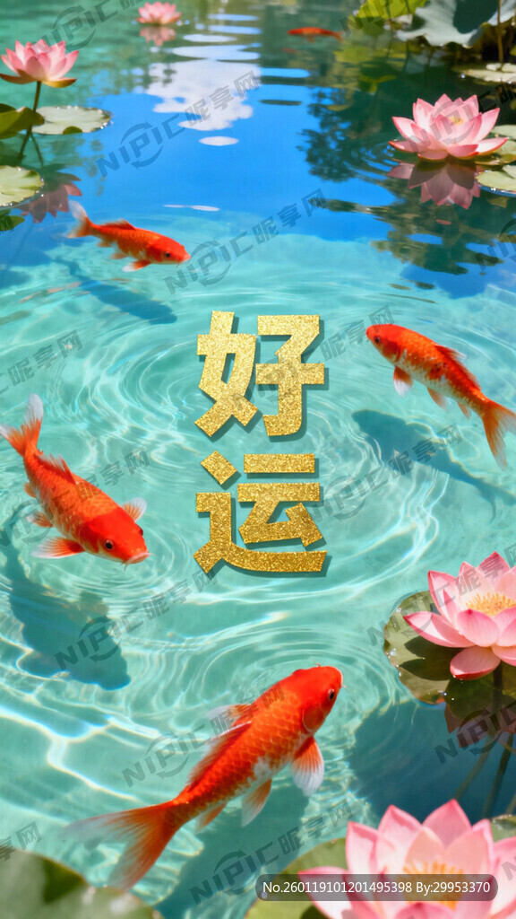 一款自助鱼粮机的贴花有风景、水