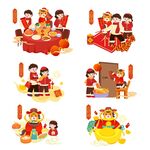 新年习俗年三十到元宵人物合集