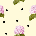 绣球花与圆点图案背景