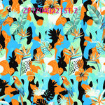 热带植物花卉图案印花