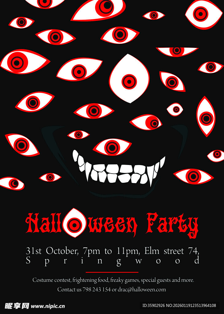 恐怖眼球海洋派对背景图