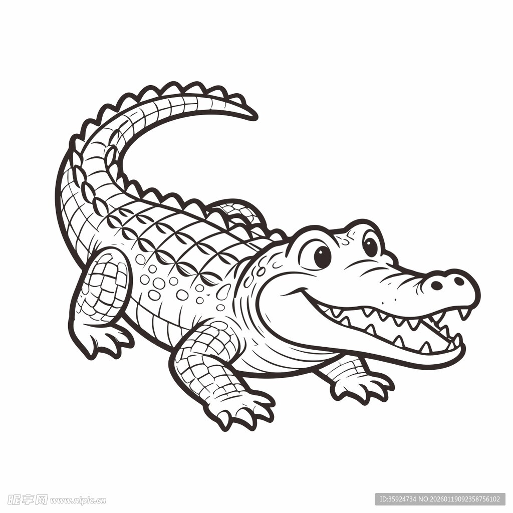 卡通鳄鱼简笔画形象