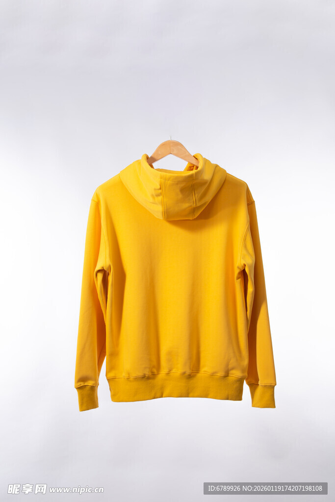 黄色连帽卫衣展示