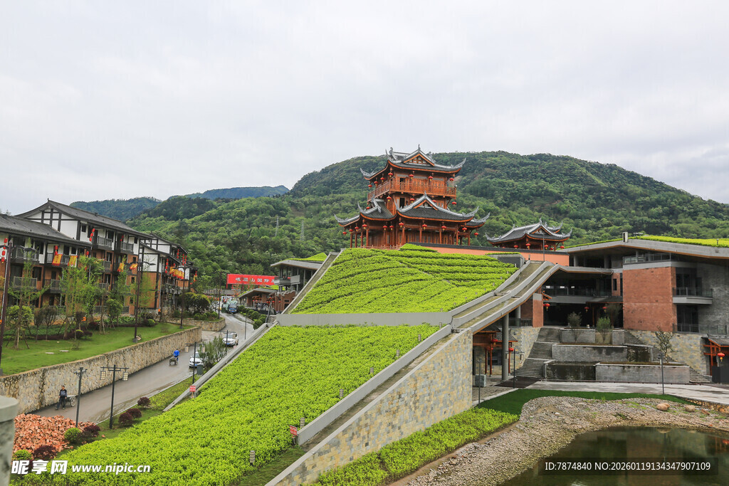 屋顶绿植景观 中式建筑韵味