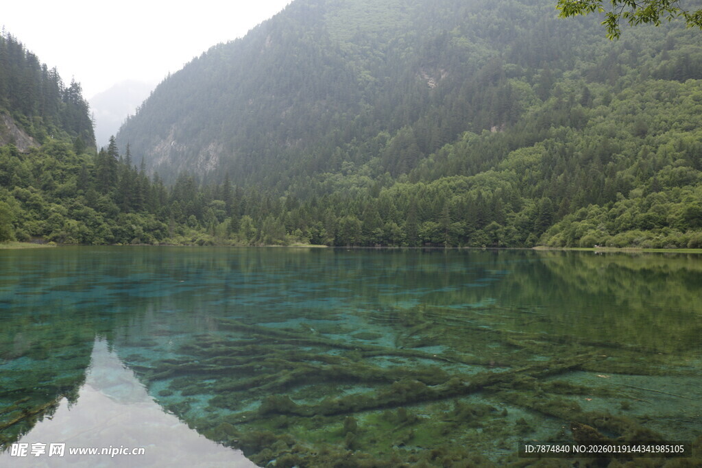 九寨沟清澈碧绿的湖水