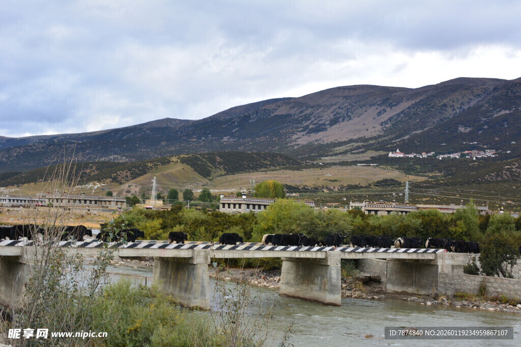 古桥横跨山水间 稻城