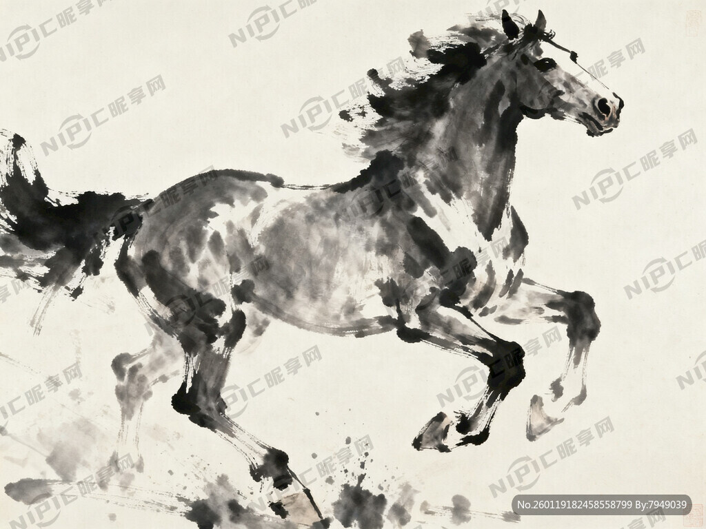 泼墨手法 抽象风格的马