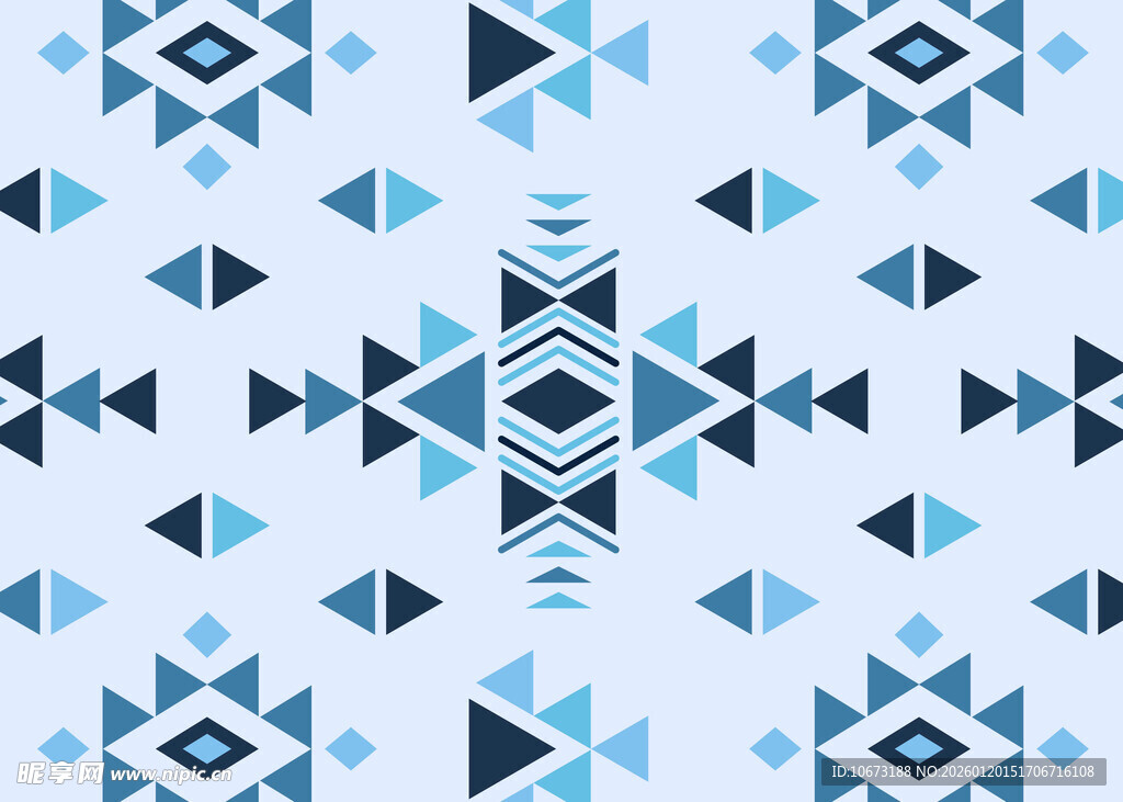 几何图案蓝白部落风背景