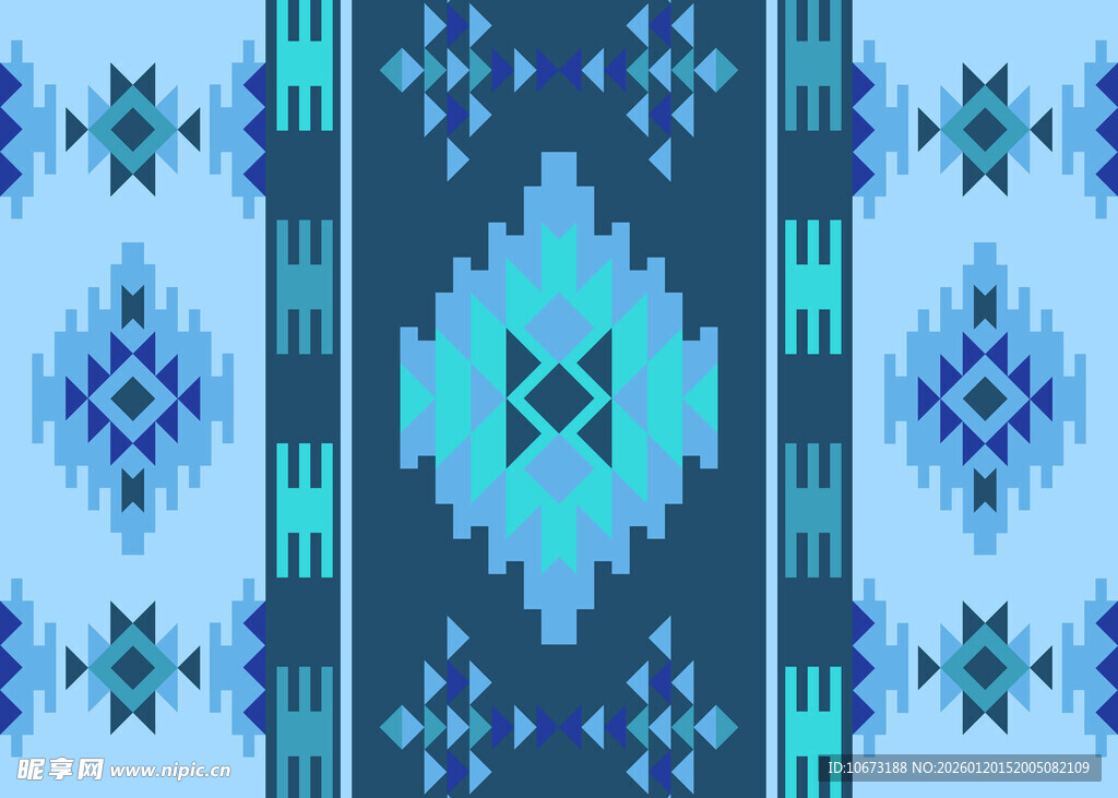 蓝绿色几何图案民族风纹理