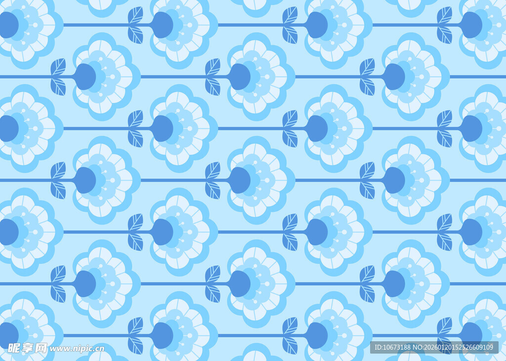 蓝白几何图案无缝背景图