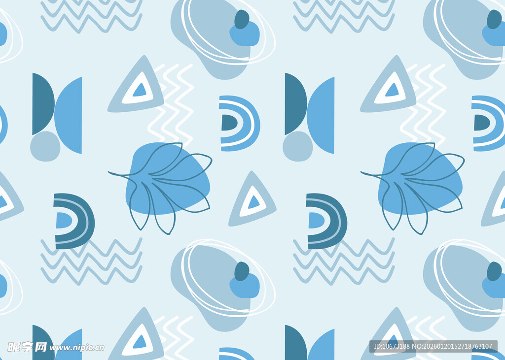 蓝白几何海洋元素图案