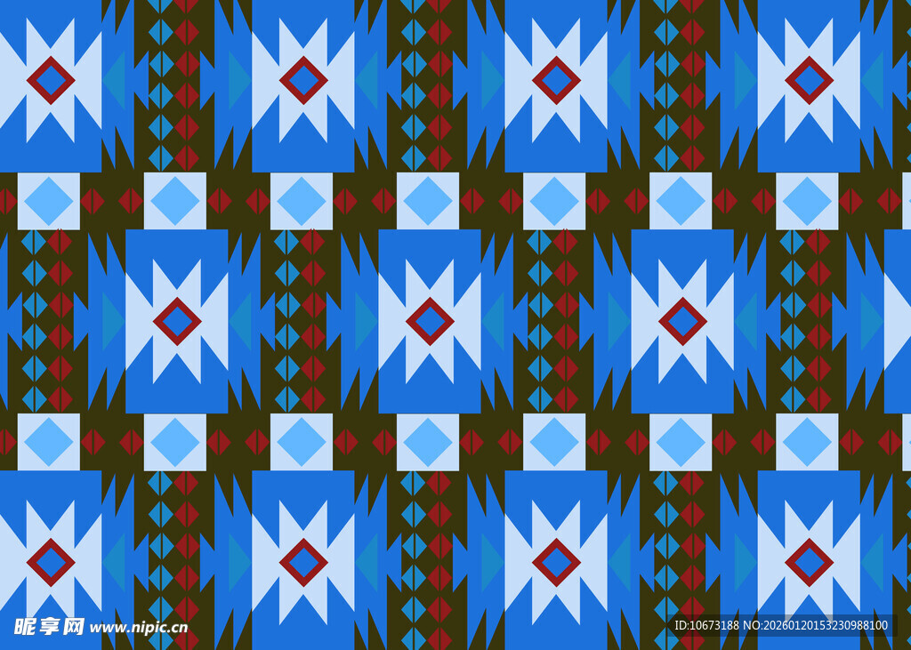蓝白几何图案民族风纹理