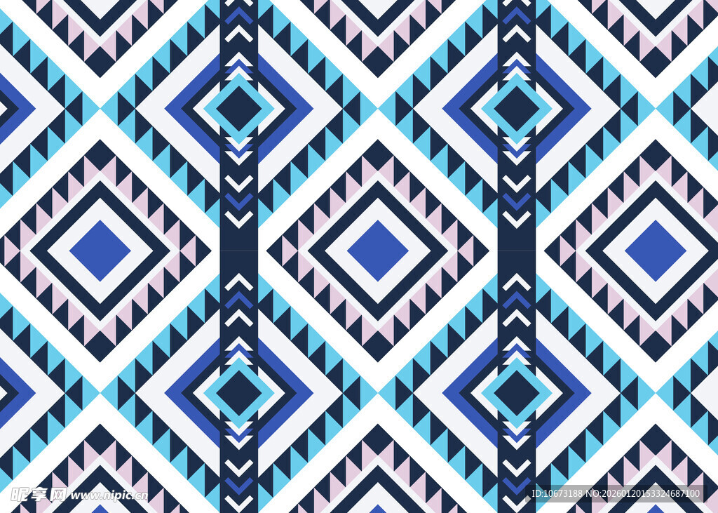 蓝白几何图案民族风纹理
