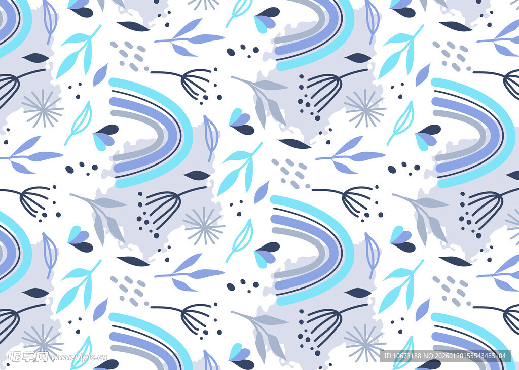 梦幻海洋元素无缝图案