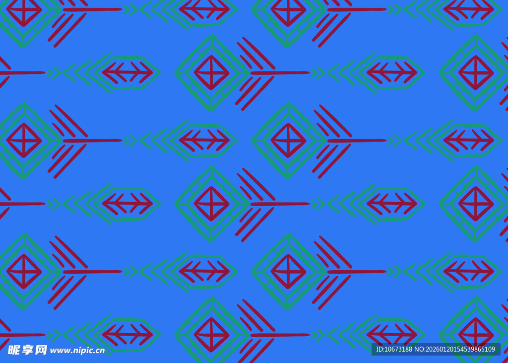 蓝底几何图案无缝花纹
