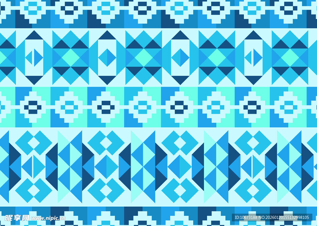 蓝调几何图案民族风纹理