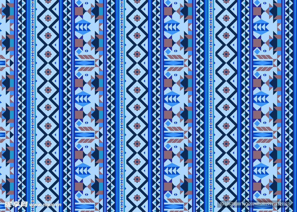 蓝色几何图案民族风纹理