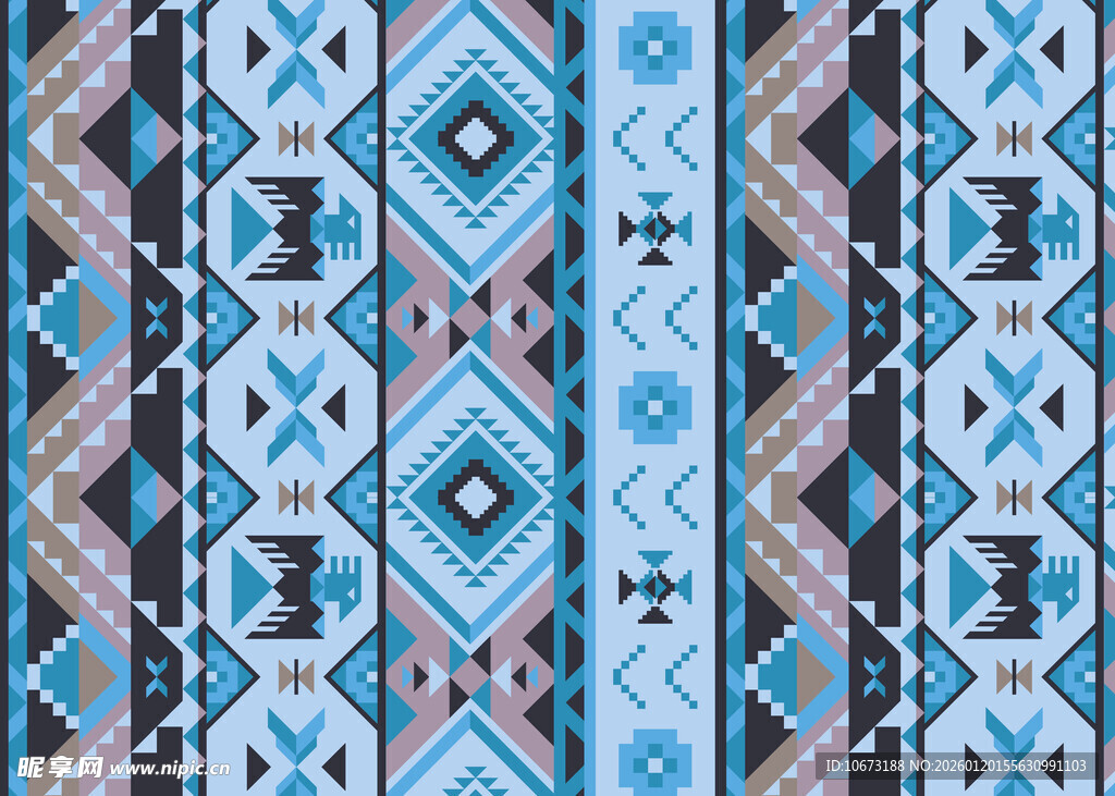 蓝调几何民族风图案纹理