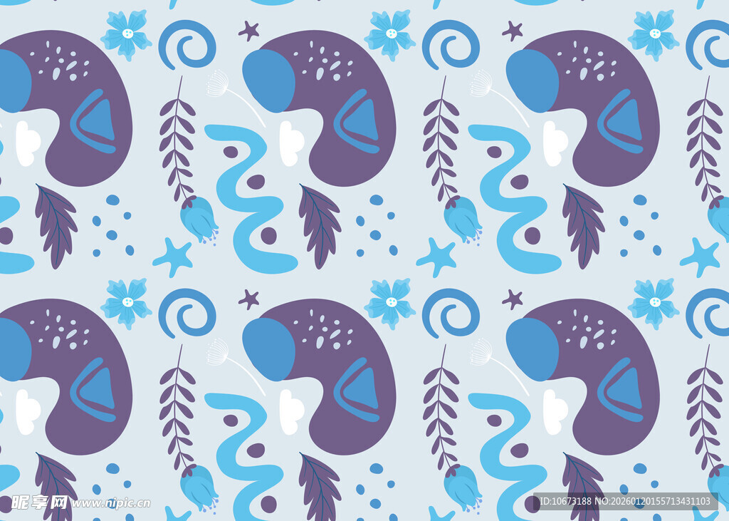 海马雪花图案背景设计