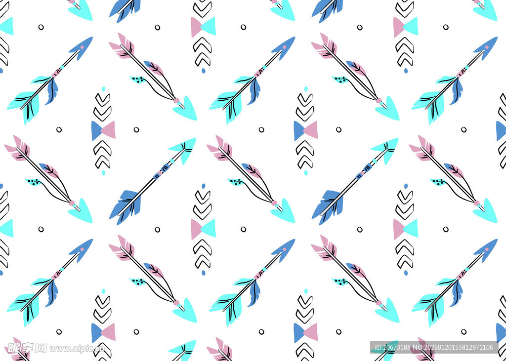 水彩风多彩箭头无缝图案