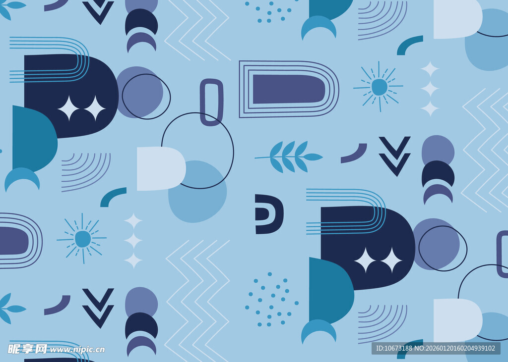 蓝色几何对话气泡图案背景