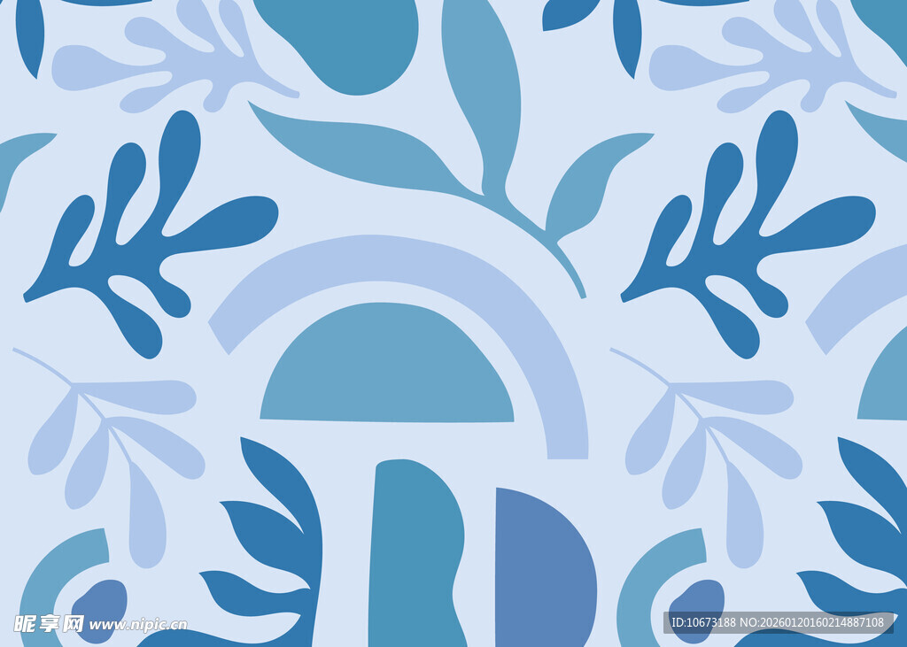 蓝调植物图案装饰背景